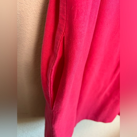 Tommy Bahama Raspberry Pink Linen Blend V-Neck Pocketed Shift Dress XL - Picture 5 of 10